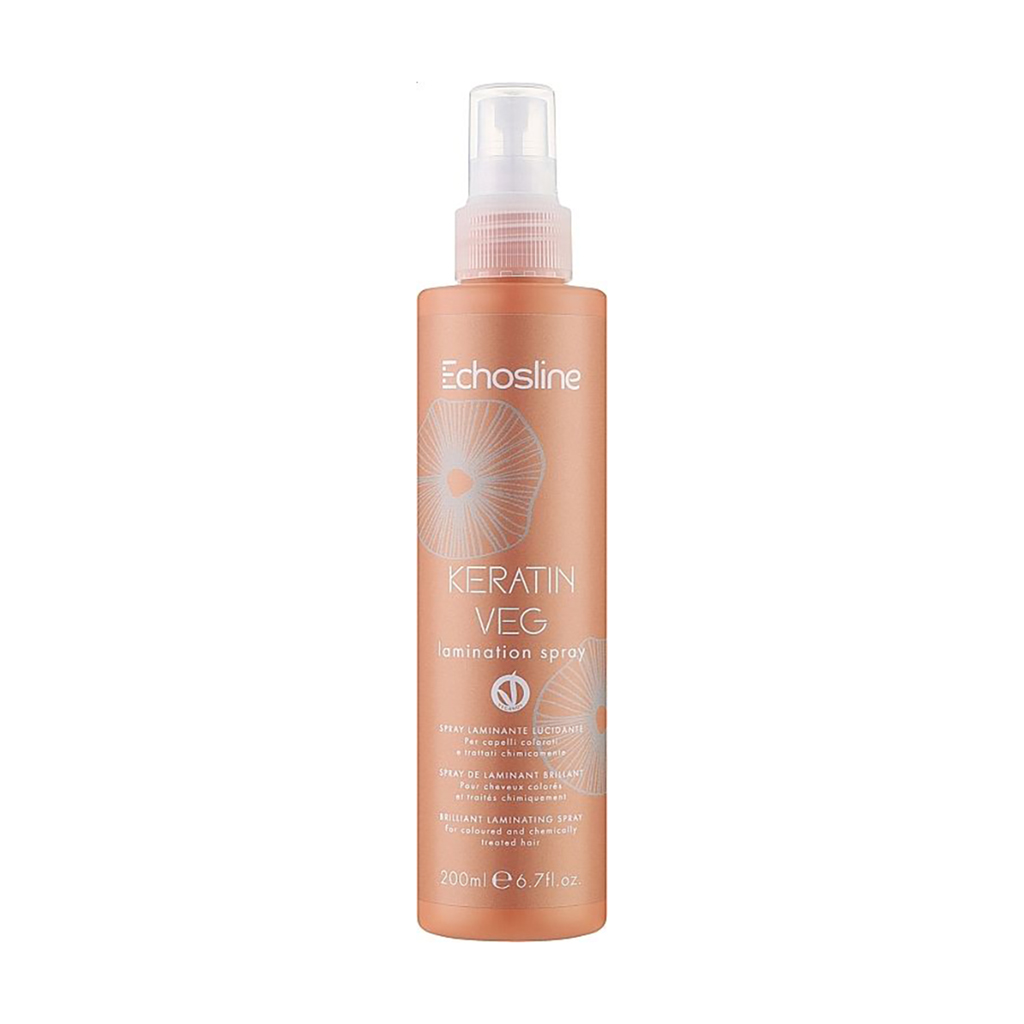 Ламінувальний спрей Echosline Keratin Veg Lamination Spray для фарбованого та хімічно обробленого волосся, з кератином, 200 мл